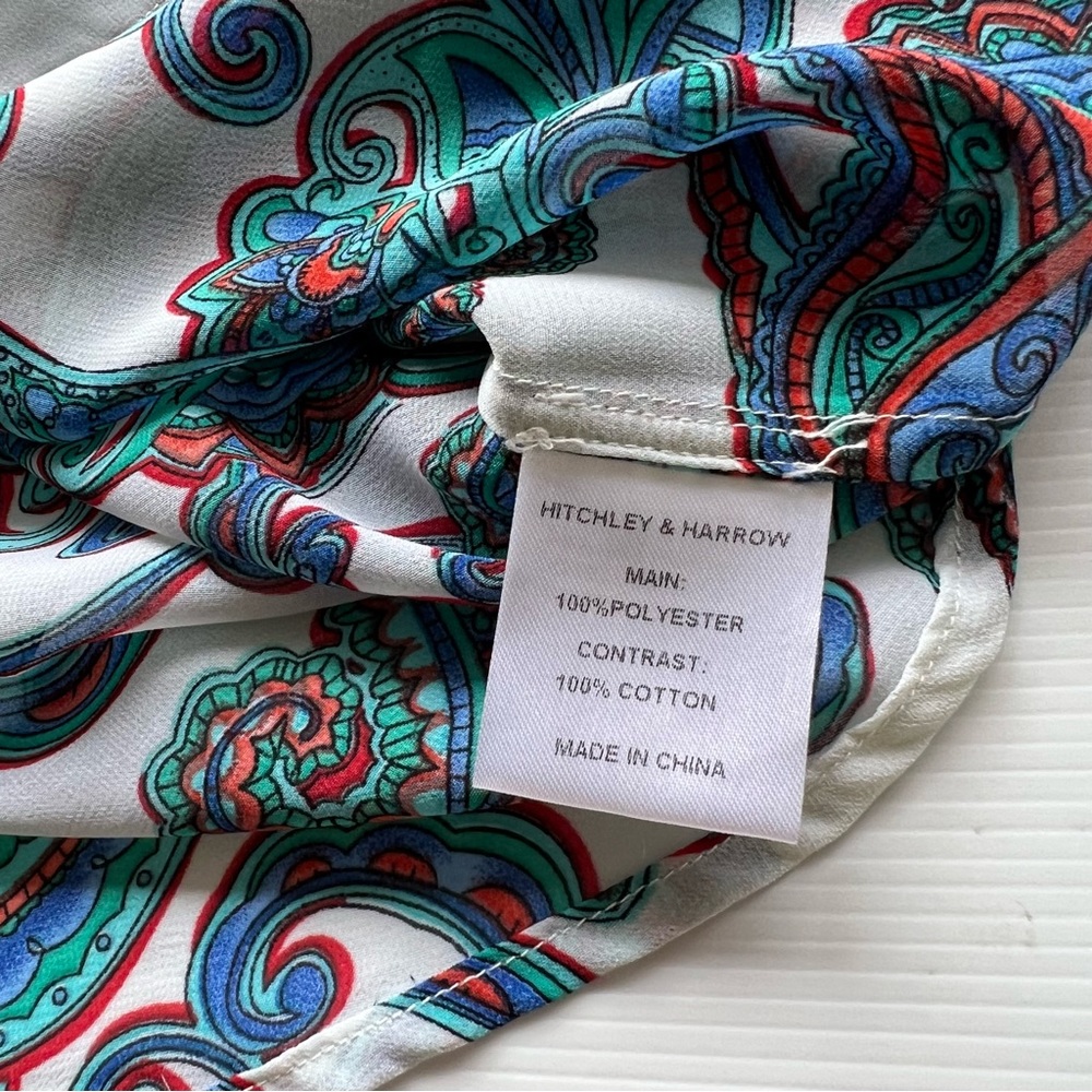 Hitchley Harrow Button Shirt Top Paisley Long Sleeve Lightweight Western Size 12 - Picture 8 of 10